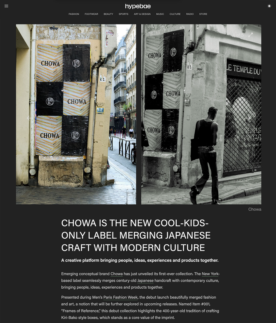 Chowa Is the New Cool-Kids-Only Label Merging Japanese Craft With Modern Culture